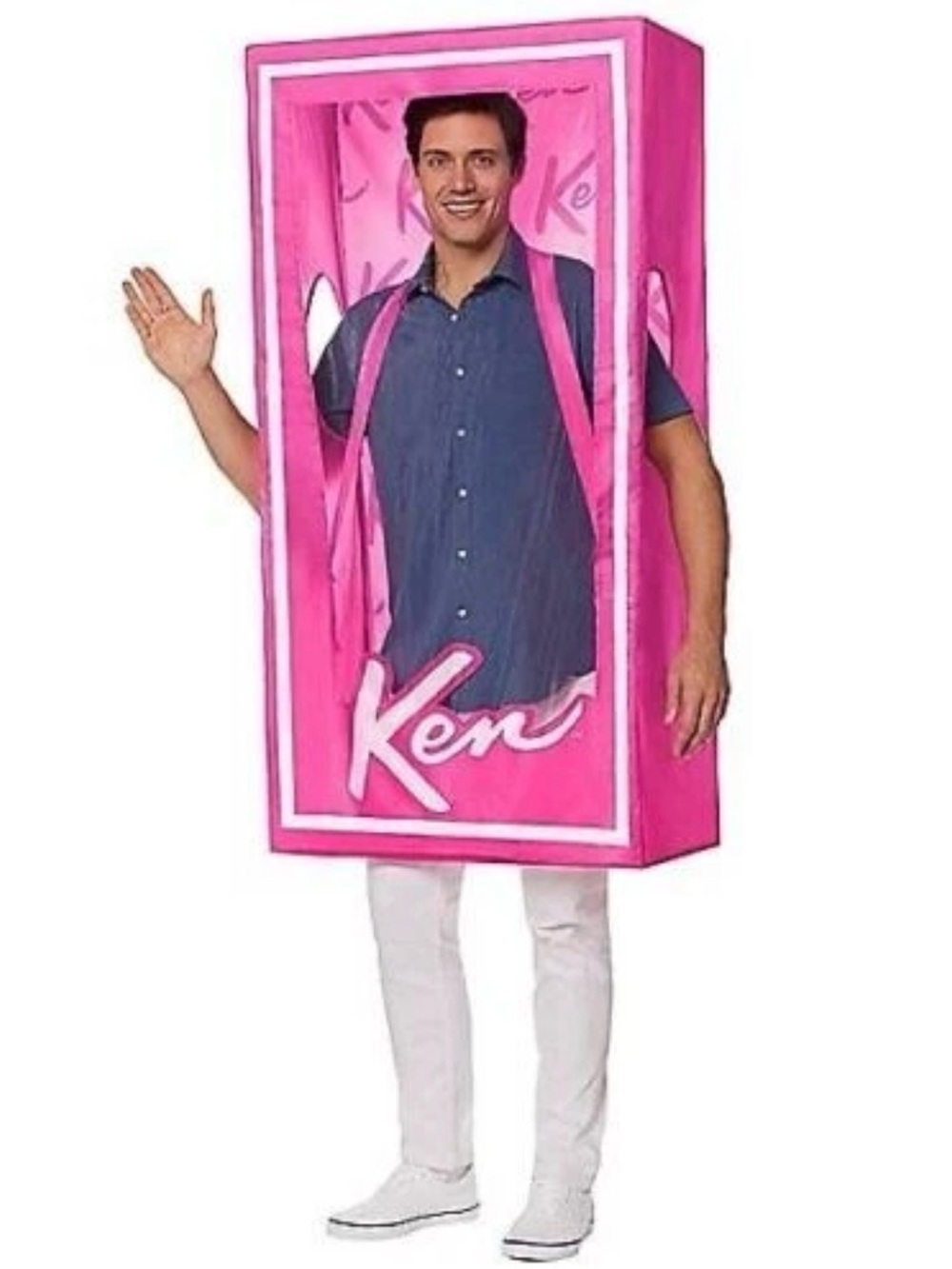 Men's Adult Ken Doll Box Costume Halloween One Size Barbie Movie Easy One-piece